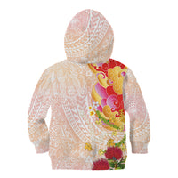 Japanese and Hawaiian Culture Fusion Kid Hoodie Irezumi with Turtles and Lei Kakau Pattern Sunset Vibe LT03 - Polynesian Pride