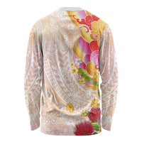 Japanese and Hawaiian Culture Fusion Long Sleeve Shirt Irezumi with Turtles and Lei Kakau Pattern Sunset Vibe LT03 - Polynesian Pride