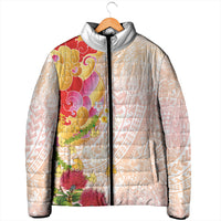 Japanese and Hawaiian Culture Fusion Padded Jacket Irezumi with Turtles and Lei Kakau Pattern Sunset Vibe LT03 - Polynesian Pride