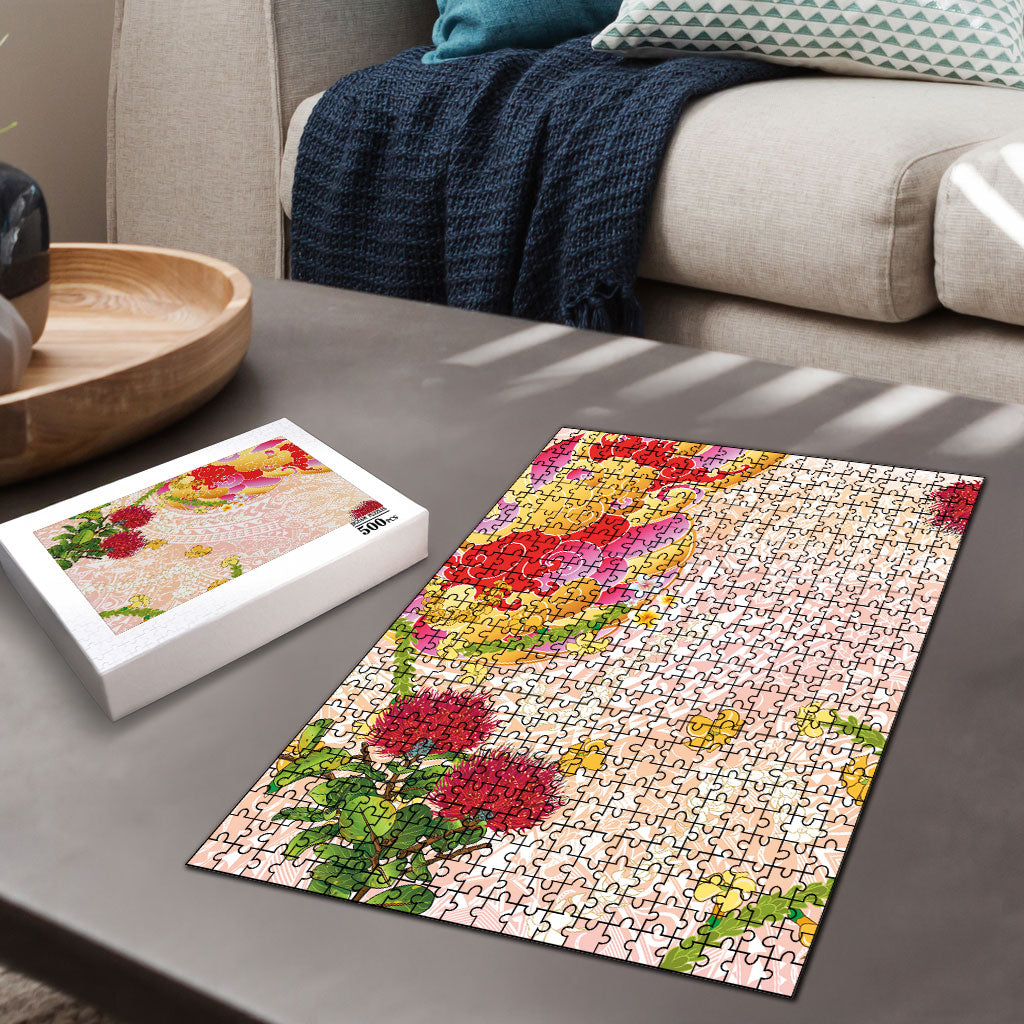 Japanese and Hawaiian Culture Fusion Puzzle Irezumi with Turtles and Lei Kakau Pattern Sunset Vibe LT03 - Polynesian Pride