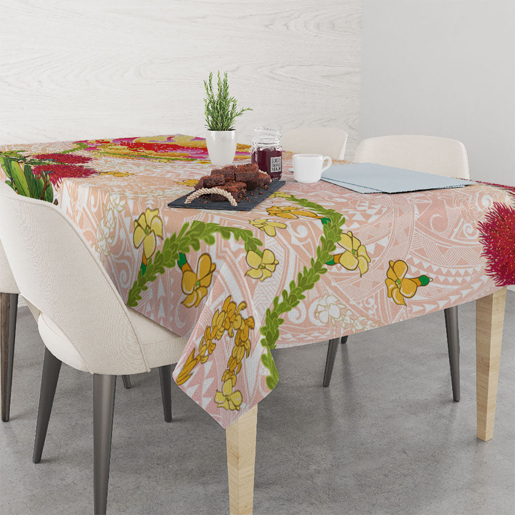 Japanese and Hawaiian Culture Fusion Tablecloth Irezumi with Turtles and Lei Kakau Pattern Sunset Vibe LT03 - Polynesian Pride