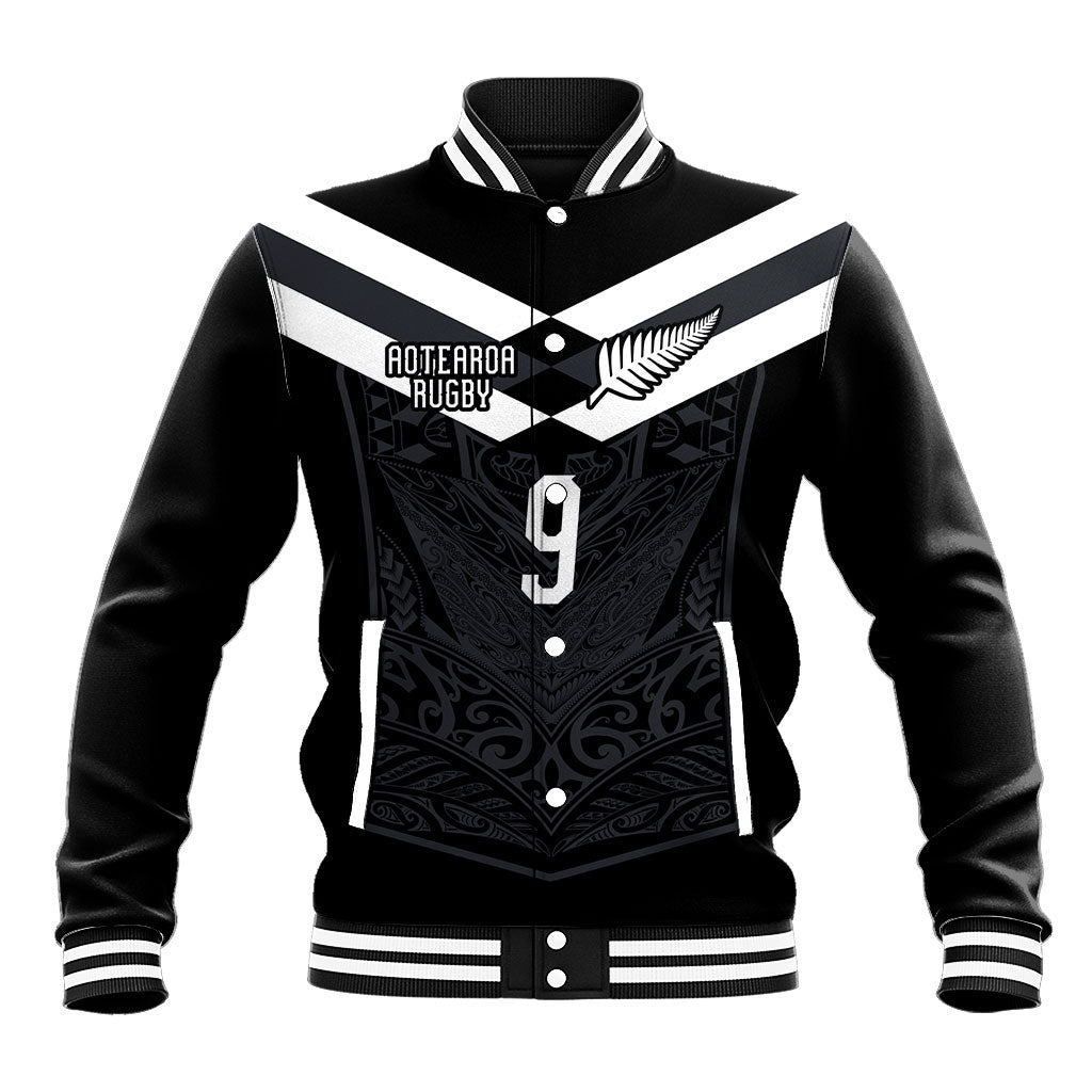 Aotearoa Rugby Custom Baseball Jacket Maori Tribal Motifs Stripes-Sporty Style