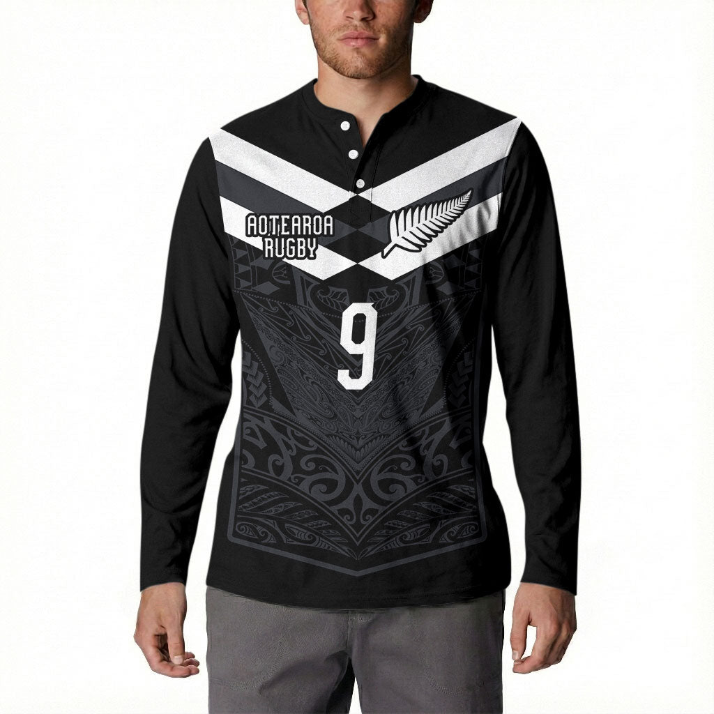 Aotearoa Rugby Custom Button Sweatshirt Maori Tribal Motifs Stripes-Sporty Style LT03 - Polynesian Pride