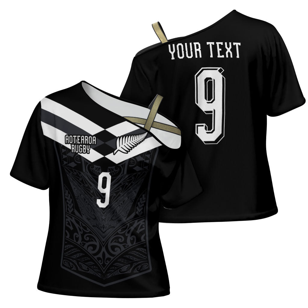 Aotearoa Rugby Custom Cross Shoulder Shirt Maori Tribal Motifs Stripes-Sporty Style LT03 - Polynesian Pride