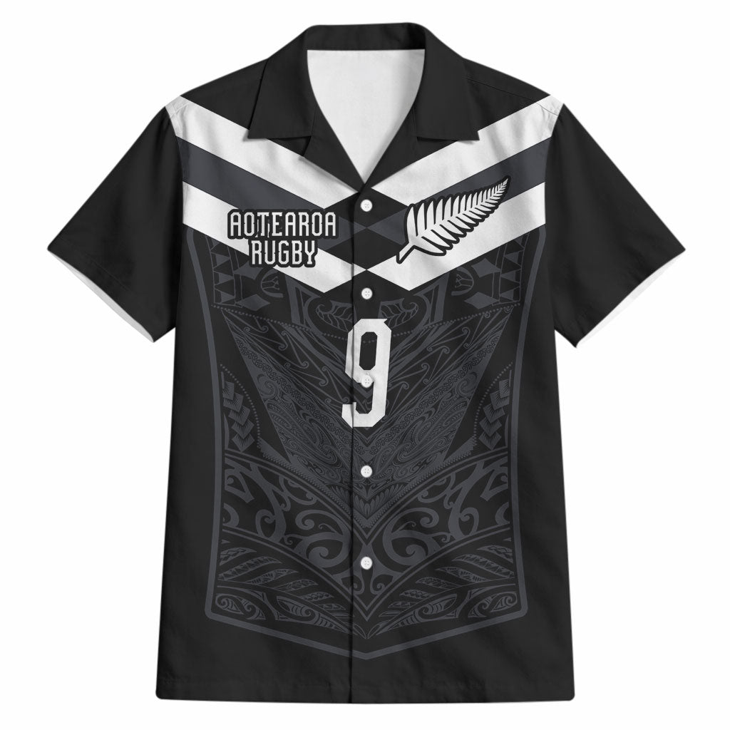 Aotearoa Rugby Custom Hawaiian Shirt Maori Tribal Motifs Stripes-Sporty Style LT03 Black - Polynesian Pride