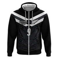 Aotearoa Rugby Custom Hoodie Maori Tribal Motifs Stripes-Sporty Style LT03 Zip Hoodie Black - Polynesian Pride