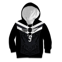 Aotearoa Rugby Custom Kid Hoodie Maori Tribal Motifs Stripes-Sporty Style LT03 Hoodie Black - Polynesian Pride
