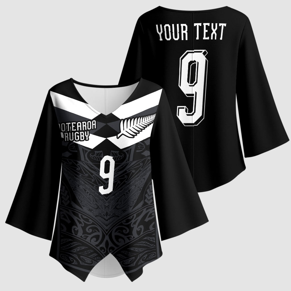 Aotearoa Rugby Custom Kimono Sleeve Blouse Maori Tribal Motifs Stripes-Sporty Style LT03 - Polynesian Pride