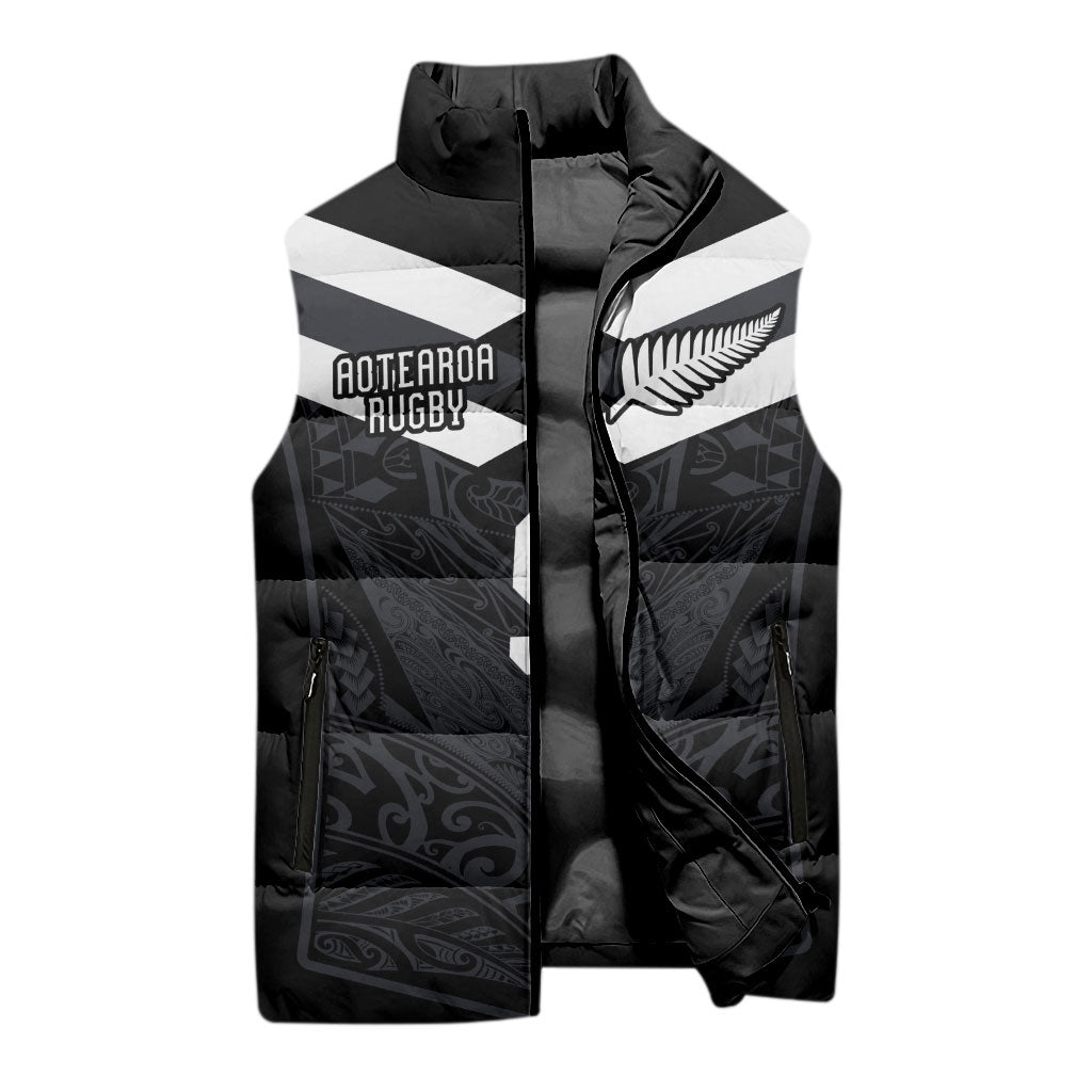 Aotearoa Rugby Custom Sleeveless Puffer Jacket Maori Tribal Motifs Stripes-Sporty Style LT03 - Polynesian Pride