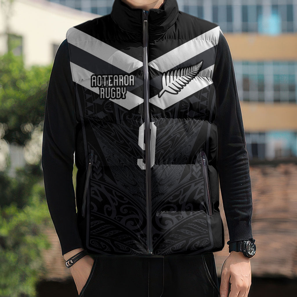 Aotearoa Rugby Custom Sleeveless Puffer Jacket Maori Tribal Motifs Stripes-Sporty Style LT03 - Polynesian Pride