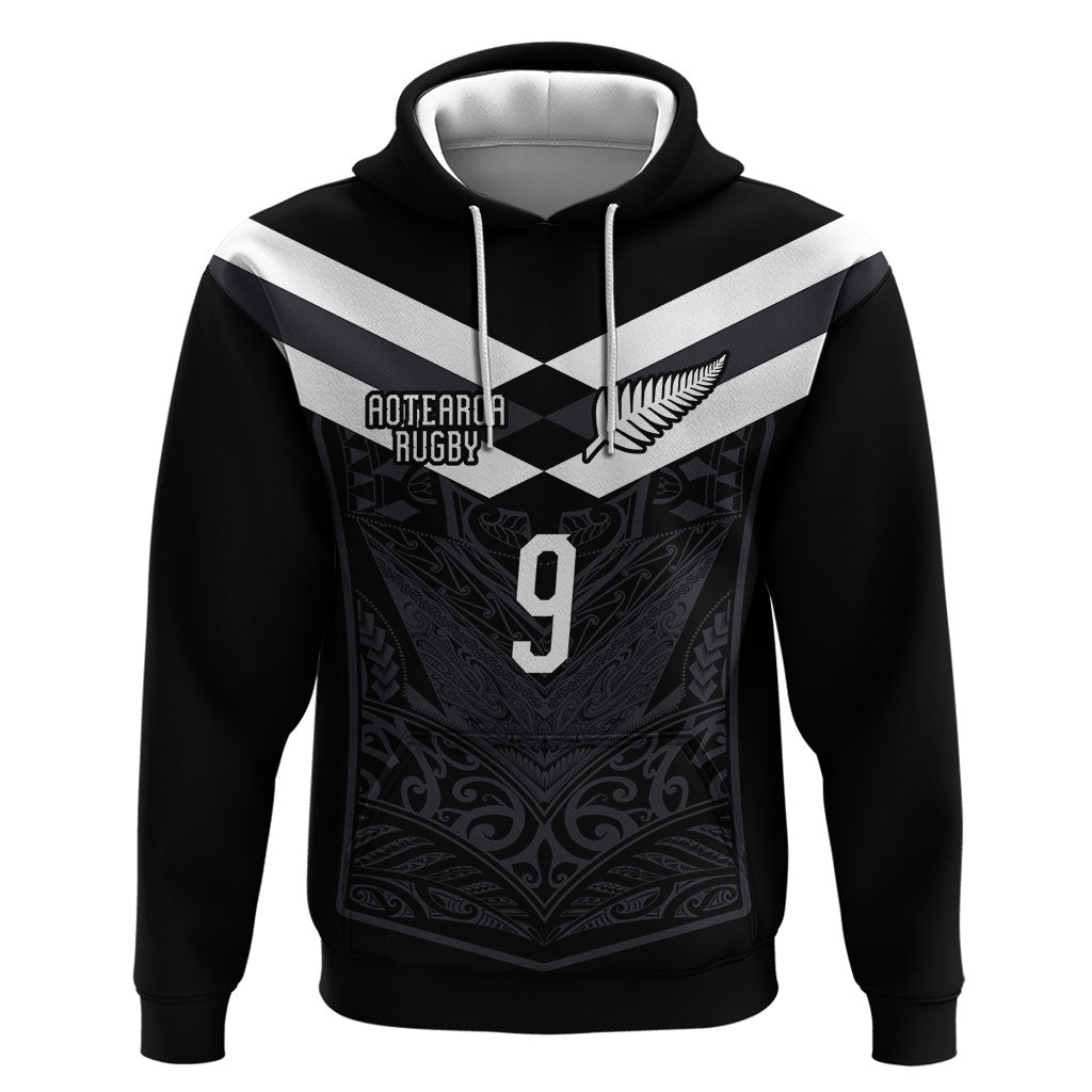 Aotearoa Rugby Custom Zip Hoodie Maori Tribal Motifs Stripes-Sporty Style LT03 Pullover Hoodie Black - Polynesian Pride