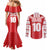 Custom Tahiti Football Polynesian Pattern Couples Matching Mermaid Dress and Long Sleeve Button Shirt