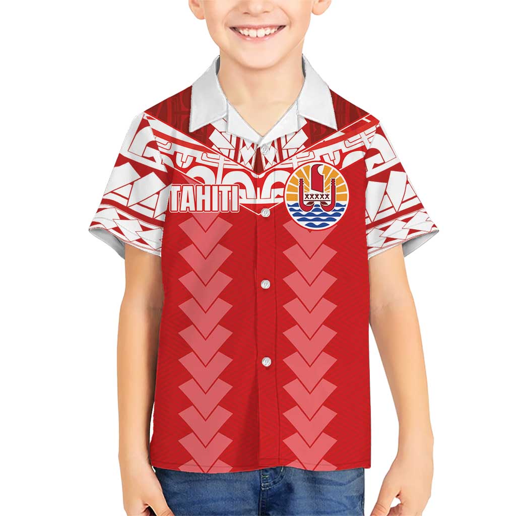 Custom Tahiti Football Polynesian Pattern Kid Hawaiian Shirt