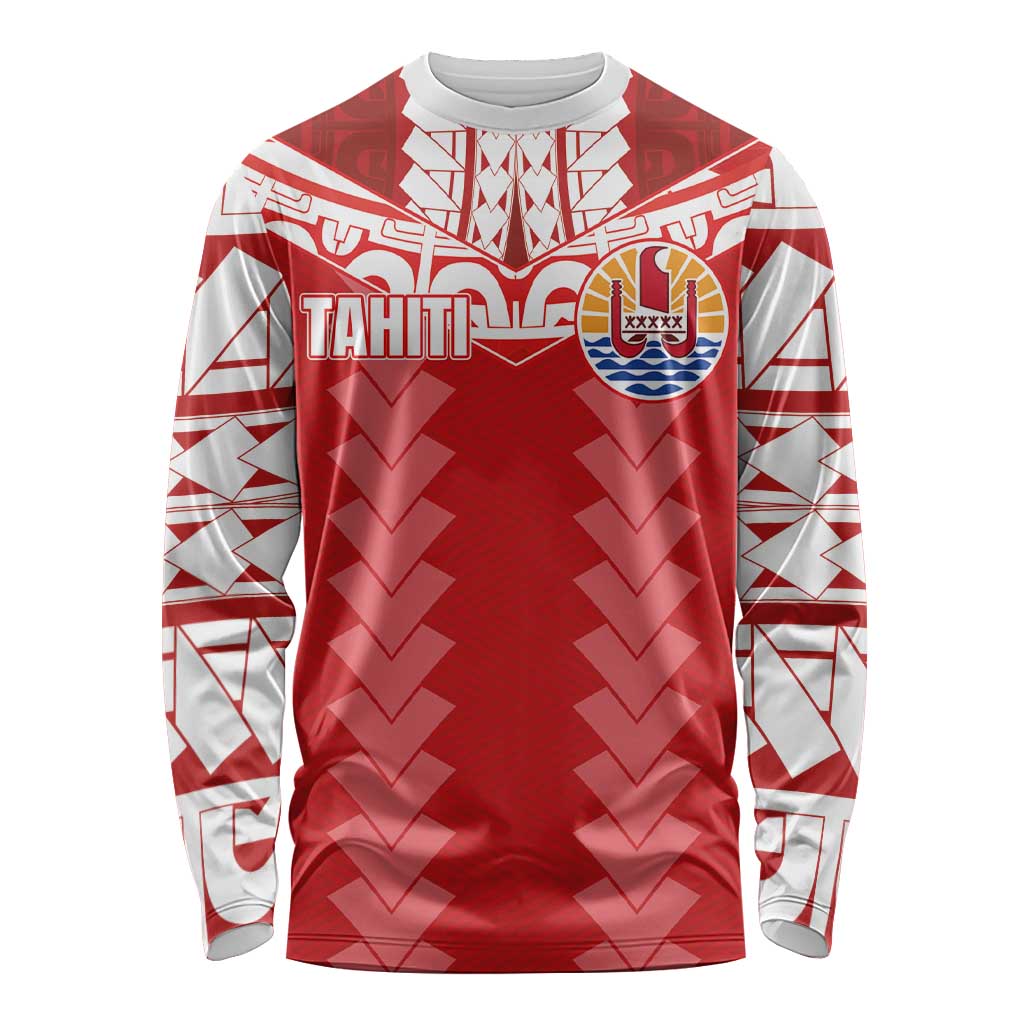 Custom Tahiti Football Polynesian Pattern Long Sleeve Shirt