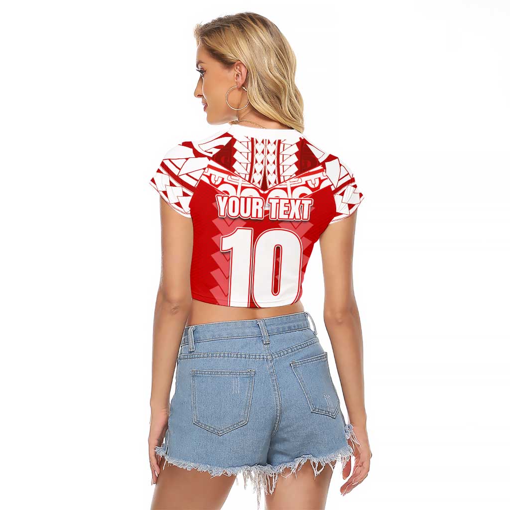 Custom Tahiti Football Polynesian Pattern Raglan Cropped T Shirt