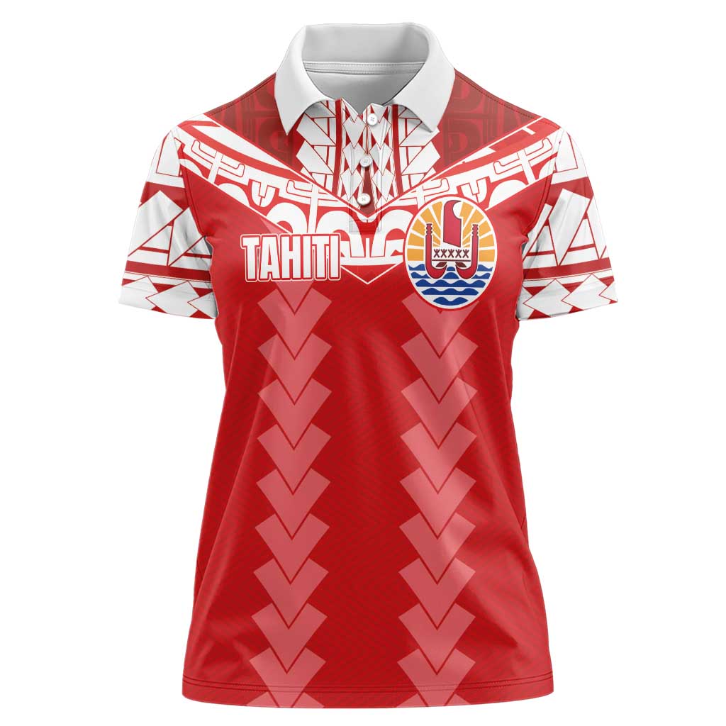 Custom Tahiti Football Polynesian Pattern Women Polo Shirt