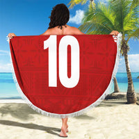 Custom Tonga Football Ngatu Tribal Tattoo Beach Blanket LT03 - Polynesian Pride