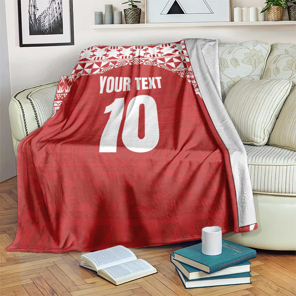 Custom Tonga Football Ngatu Tribal Tattoo Blanket LT03 Red - Polynesian Pride