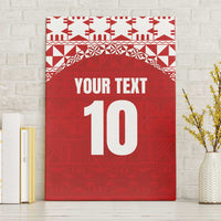 Custom Tonga Football Ngatu Tribal Tattoo Canvas Wall Art LT03 Without Frame Red - Polynesian Pride