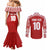 Custom Tonga Football Ngatu Tribal Tattoo Couples Matching Mermaid Dress and Long Sleeve Button Shirt