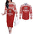 Custom Tonga Football Ngatu Tribal Tattoo Couples Matching Off The Shoulder Long Sleeve Dress and Long Sleeve Button Shirt