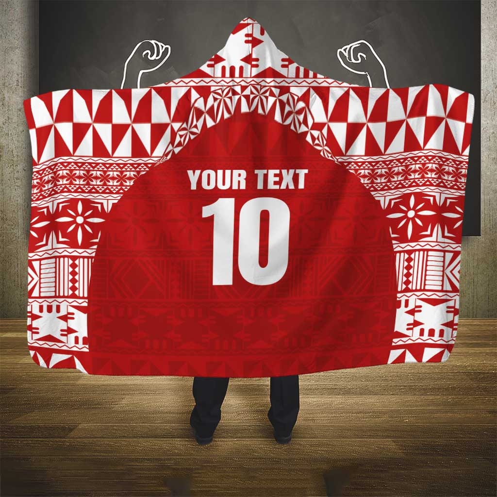 Custom Tonga Football Ngatu Tribal Tattoo Hooded Blanket LT03 - Polynesian Pride