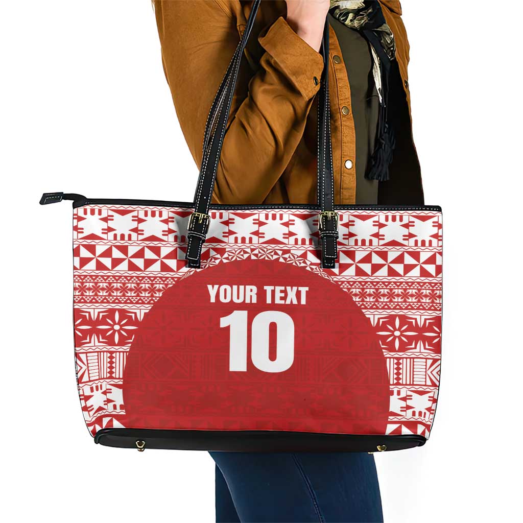 Custom Tonga Football Ngatu Tribal Tattoo Leather Tote Bag LT03 - Polynesian Pride