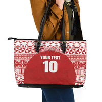 Custom Tonga Football Ngatu Tribal Tattoo Leather Tote Bag LT03 - Polynesian Pride
