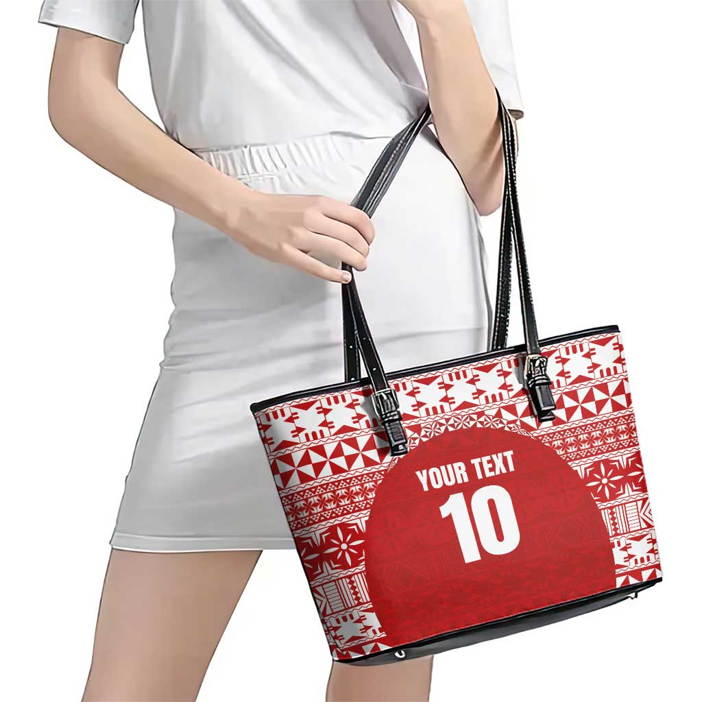 Custom Tonga Football Ngatu Tribal Tattoo Leather Tote Bag LT03 - Polynesian Pride