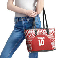 Custom Tonga Football Ngatu Tribal Tattoo Leather Tote Bag LT03 - Polynesian Pride