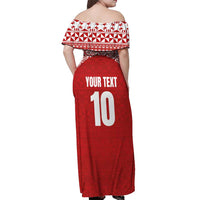 Custom Tonga Football Ngatu Tribal Tattoo Off Shoulder Maxi Dress