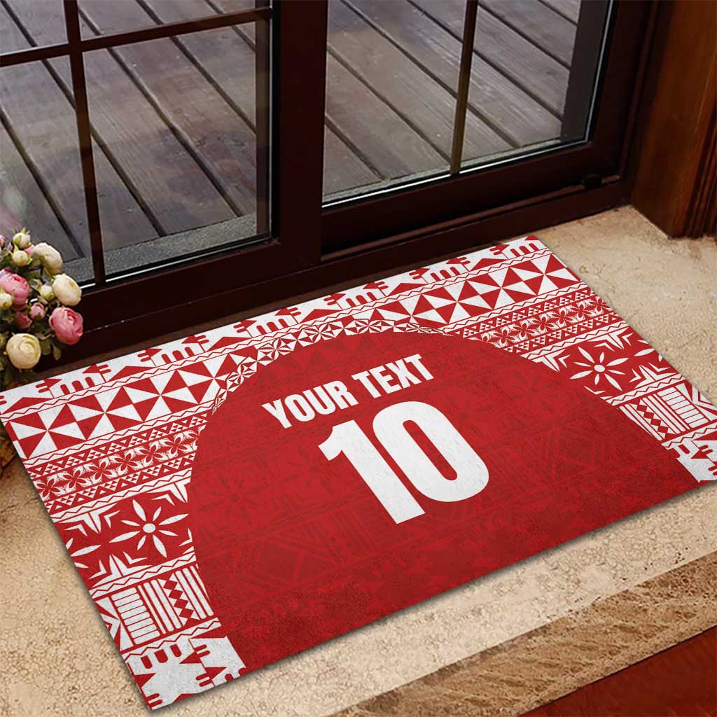 Custom Tonga Football Ngatu Tribal Tattoo Rubber Doormat LT03 - Polynesian Pride