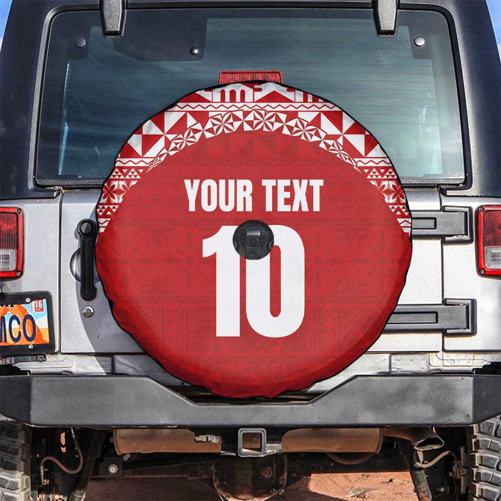 Custom Tonga Football Ngatu Tribal Tattoo Spare Tire Cover LT03 Red - Polynesian Pride