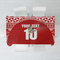 Custom Tonga Football Ngatu Tribal Tattoo Tablecloth LT03 Red - Polynesian Pride
