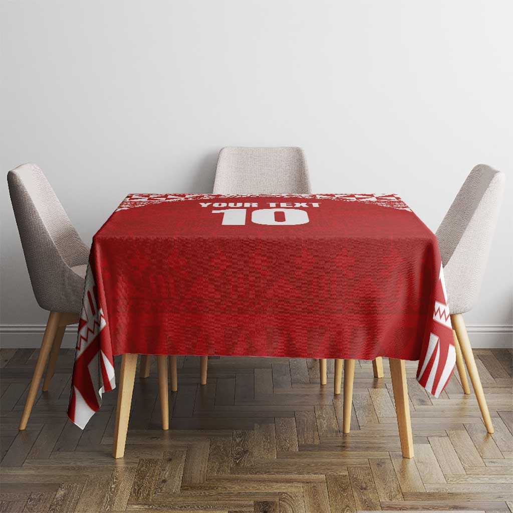 Custom Tonga Football Ngatu Tribal Tattoo Tablecloth LT03 - Polynesian Pride
