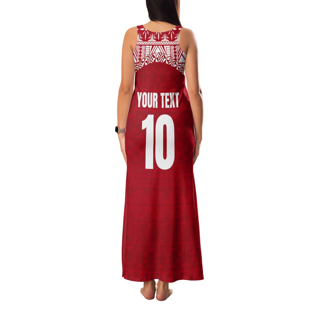 Custom Tonga Football Ngatu Tribal Tattoo Tank Maxi Dress LT03 - Polynesian Pride