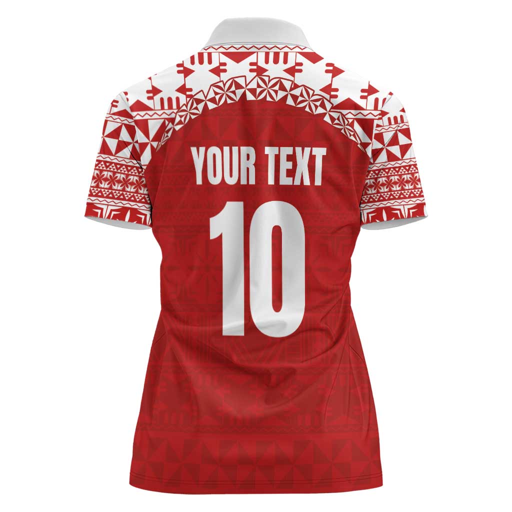 Custom Tonga Football Ngatu Tribal Tattoo Women Polo Shirt