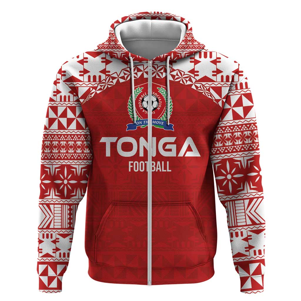 Custom Tonga Football Ngatu Tribal Tattoo Zip Hoodie