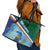 Marshall Islands Kwajalein Atoll Leather Tote Bag Polynesian Pattern and Undersea Animals