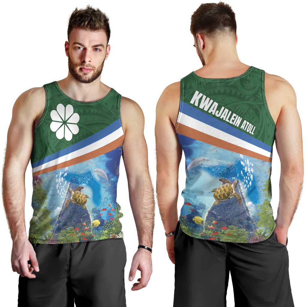 Marshall Islands Kwajalein Atoll Men Tank Top Polynesian Pattern and Undersea Animals