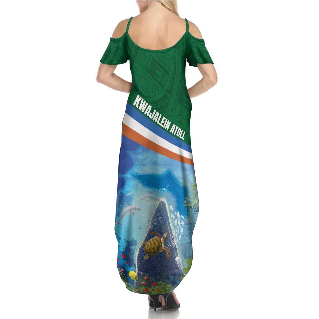 Marshall Islands Kwajalein Atoll Summer Maxi Dress Polynesian Pattern and Undersea Animals