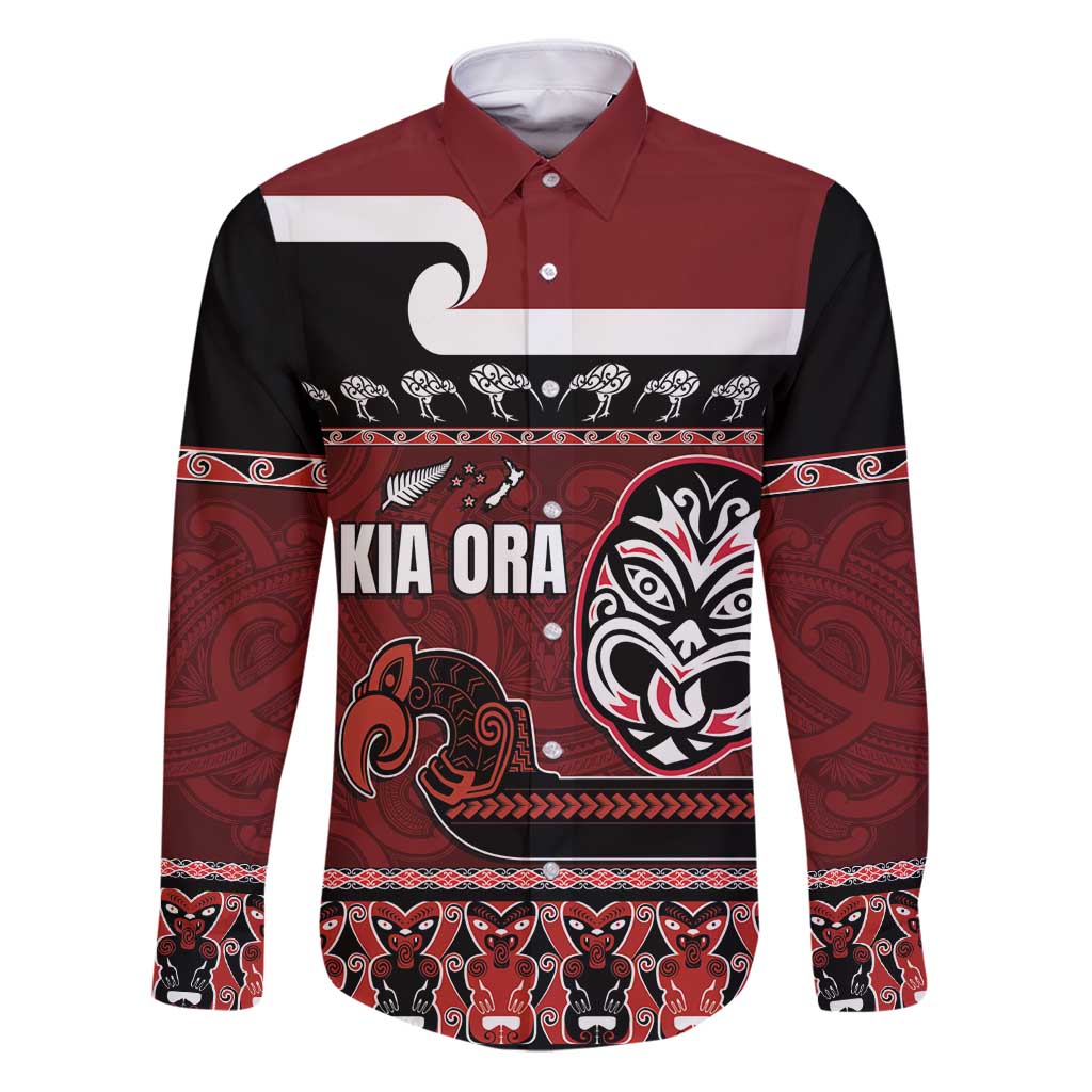 New Zealand Culture Family Matching Puletasi and Hawaiian Shirt Kia Ora Aotearoa Moko Tattoo Mask with Waka and Maori Art Pattern