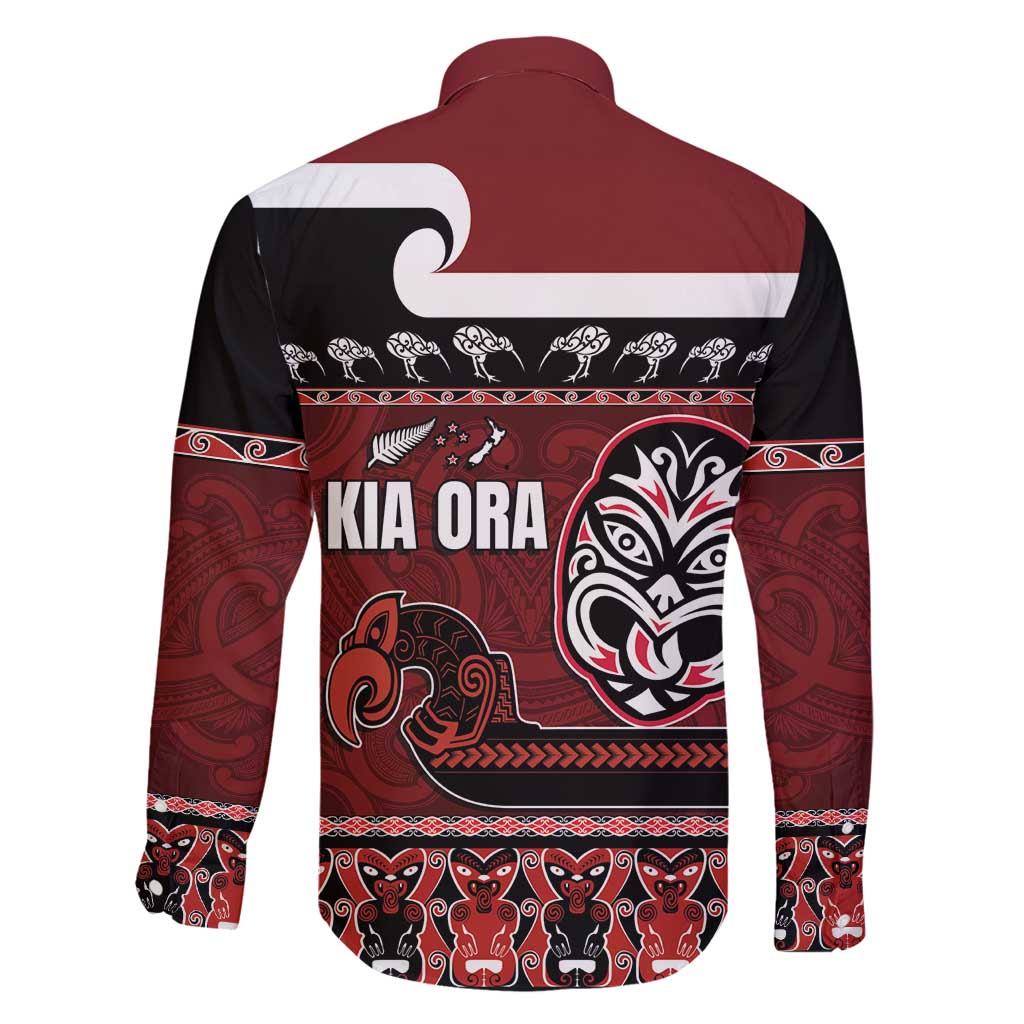 New Zealand Culture Family Matching Summer Maxi Dress and Hawaiian Shirt Kia Ora Aotearoa Moko Tattoo Mask with Waka and Maori Art Pattern