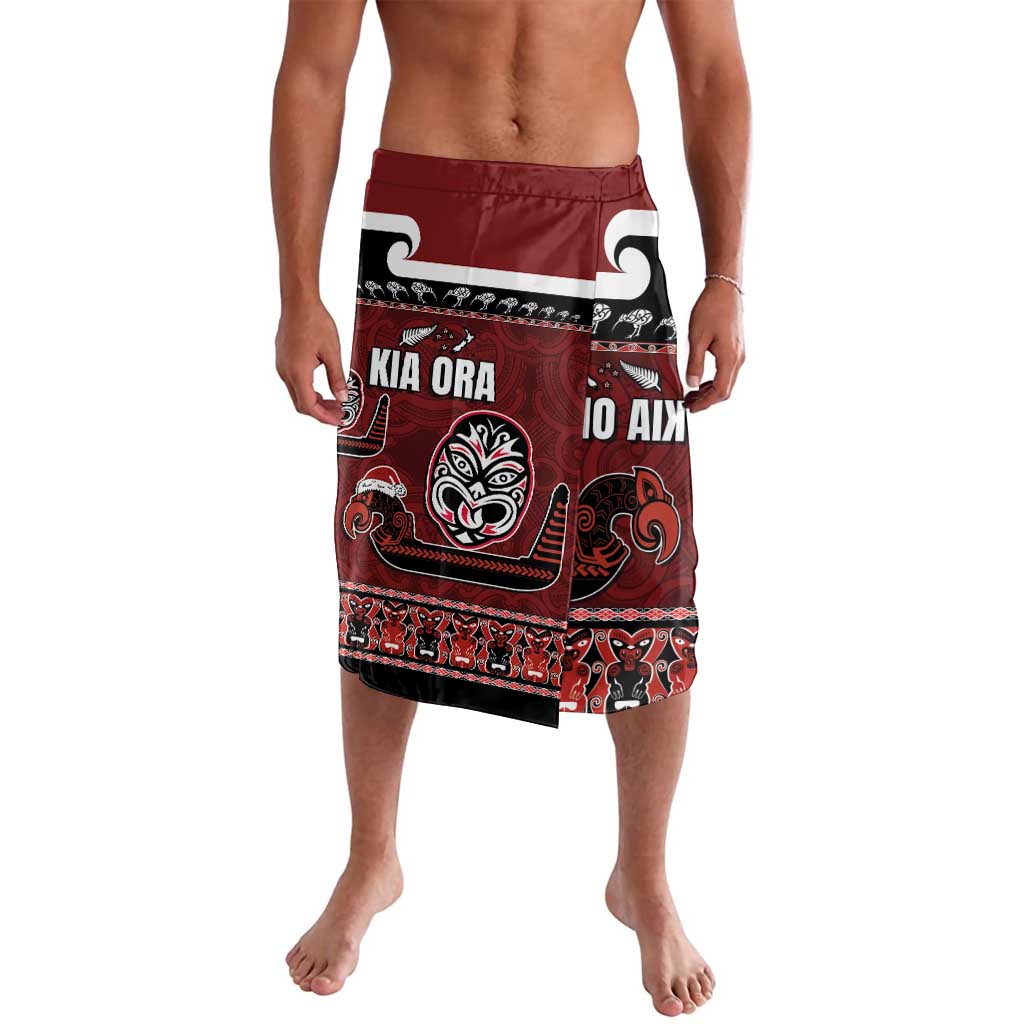 New Zealand Culture Lavalava Kia Ora Aotearoa Moko Tattoo Mask with Waka and Maori Art Pattern LT03 Red - Polynesian Pride