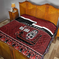 New Zealand Culture Quilt Kia Ora Aotearoa Moko Tattoo Mask with Waka and Maori Art Pattern