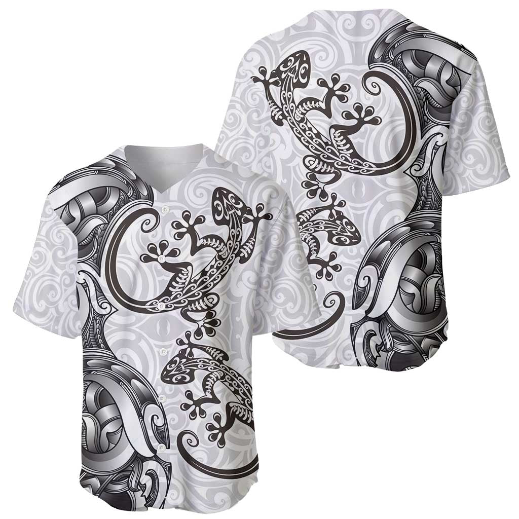 New Zealand Gecko Maori Art Tattoo Baseball Jersey White Color