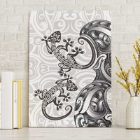 New Zealand Gecko Maori Art Tattoo Canvas Wall Art White Color LT03 Without Frame White - Polynesian Pride