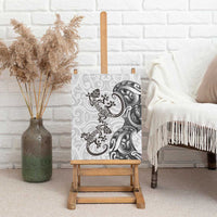 New Zealand Gecko Maori Art Tattoo Canvas Wall Art White Color LT03 - Polynesian Pride