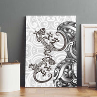 New Zealand Gecko Maori Art Tattoo Canvas Wall Art White Color LT03 - Polynesian Pride