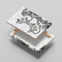 New Zealand Gecko Maori Art Tattoo Canvas Wall Art White Color LT03 - Polynesian Pride